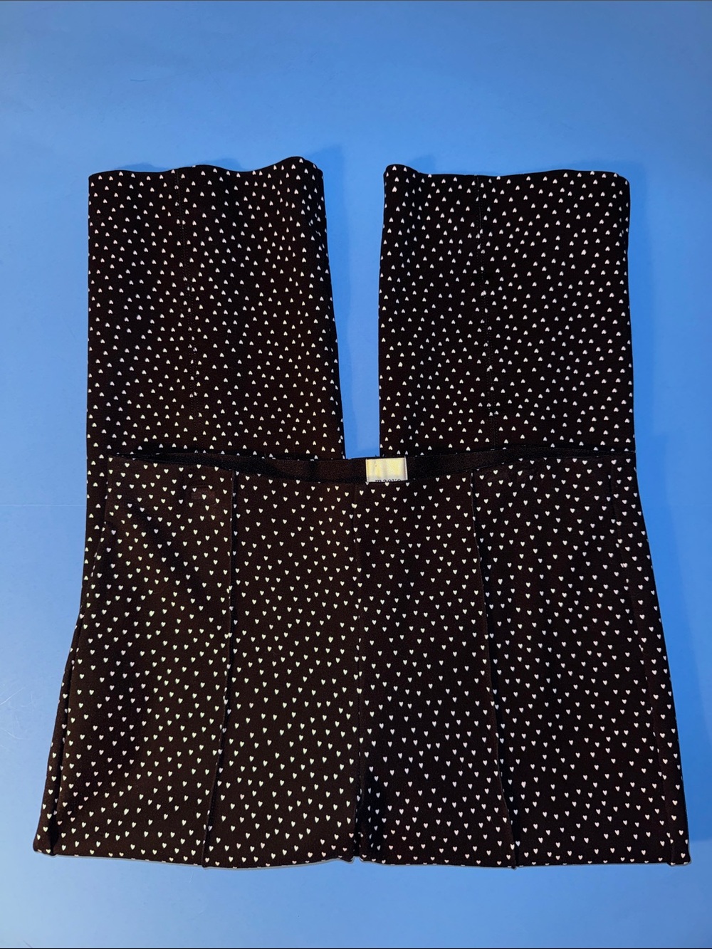 Maeve The Margot  Black Straight-Leg Pants with White Heart Print